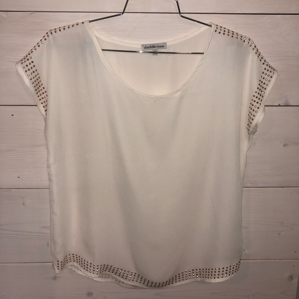 Charlotte Russe studded cream blouse